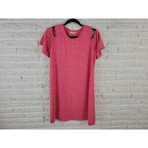 Bobbie Brooks Womens Dress Extra Large XL Shirt Knit Pink Cold Shoulder PIN11E